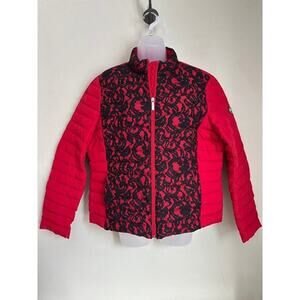 MICHAEL KORS DOWN AND LACE‎ PUFFER COAT JACKET XL RED VALENTINE'S DAY